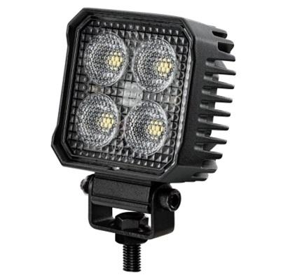 Proiector de marșarier HELLA cu LED-uri, model 2ZR 357 110-511, compatibil 12/24V, cablu de 300 cm, dimensiuni 95x95 mm, temperatură de culoare 5700K.